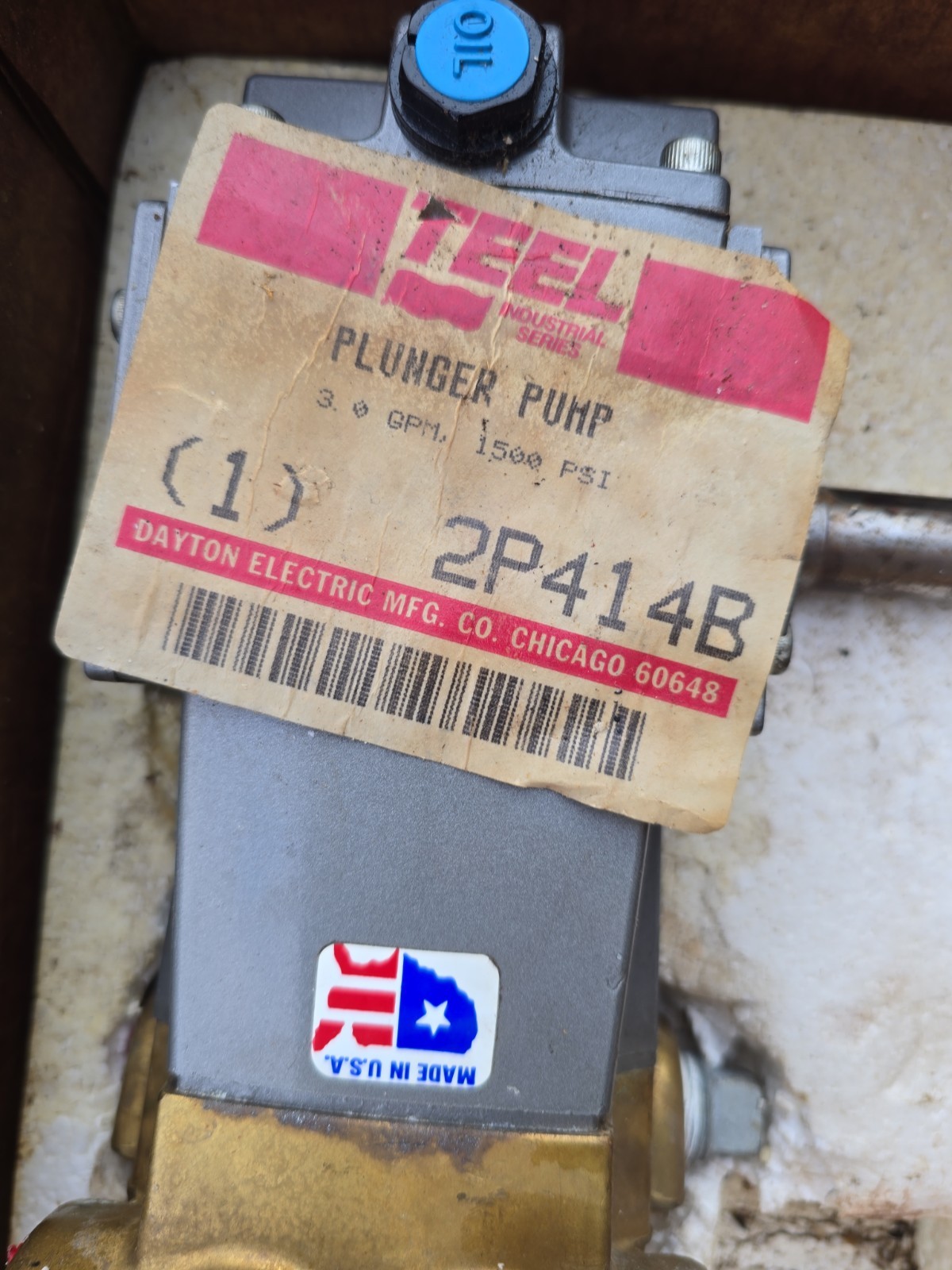 Teel Model: 2P414B 1500psi Press, Max RPM = 1750 Rated Flow = 3.2 GMP (W-2a)