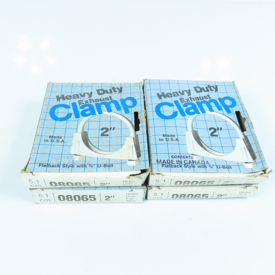 08065 2″ Heavy Duty Exhaust Clamp Flat Back Style W/ 3/8″ U-Bolt Lot of 4