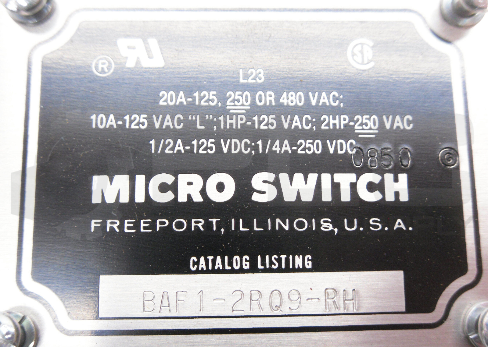 NEW MICROSWITCH BAF1-2RQ9-RH LIMIT SWITCH 480VAC 2HP 1/2A 125VDC *READ*