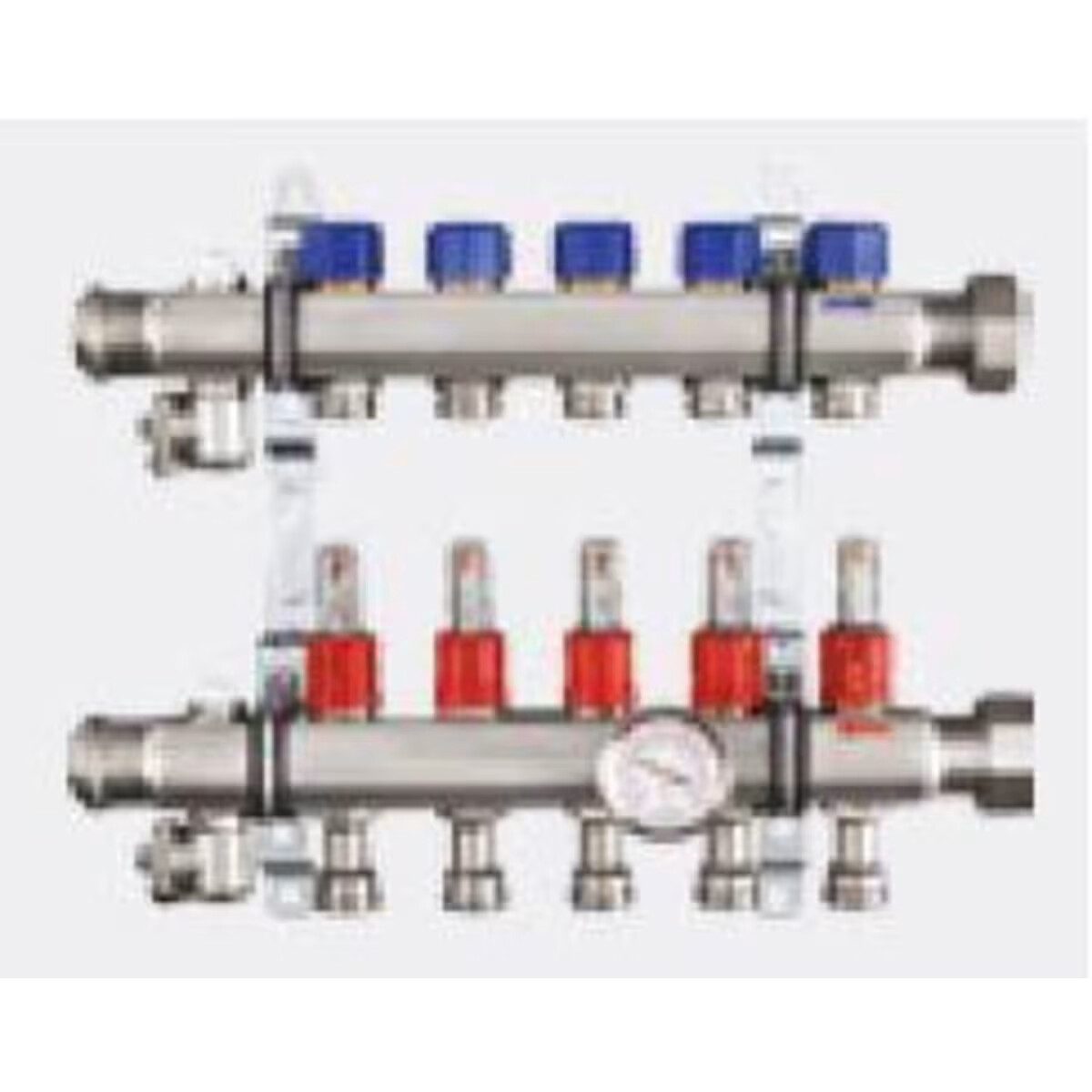 3-Port 1-1/4″ Stainless Steel Heating/Cooling Manifold with Valves & Bracket