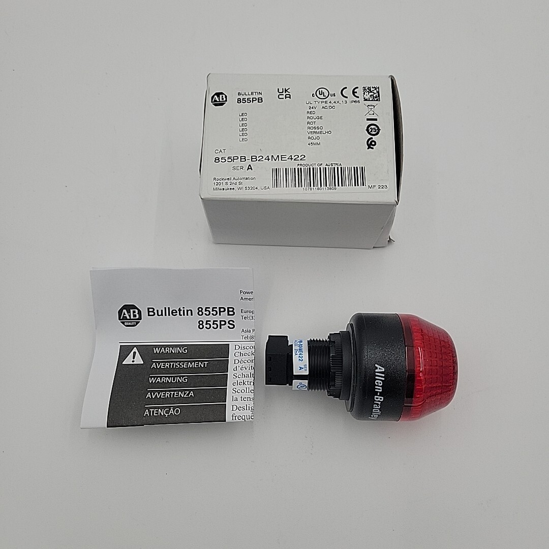 NEW Allen Bradley 855PB-B24ME422 24V AC/DC Panel Mounted LED Red Pilot Light
