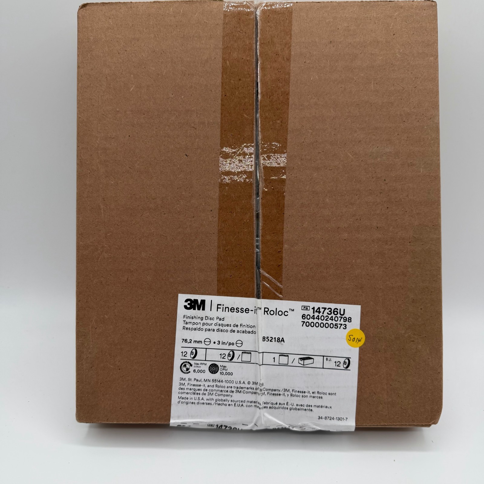 (Case of 12) 3M Finesse-it Roloc Finishing Disc Pad 14736U, 3 inch 12 per