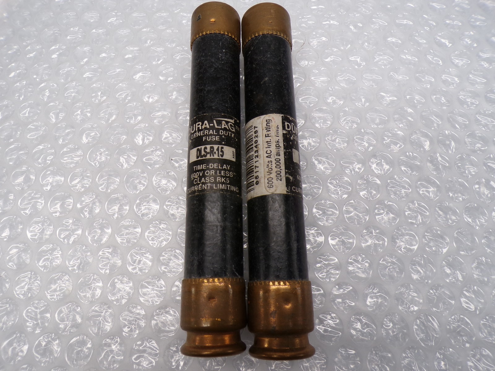 BUSSMANN DLS-R-15 FUSE LOT OF 2 NSNP