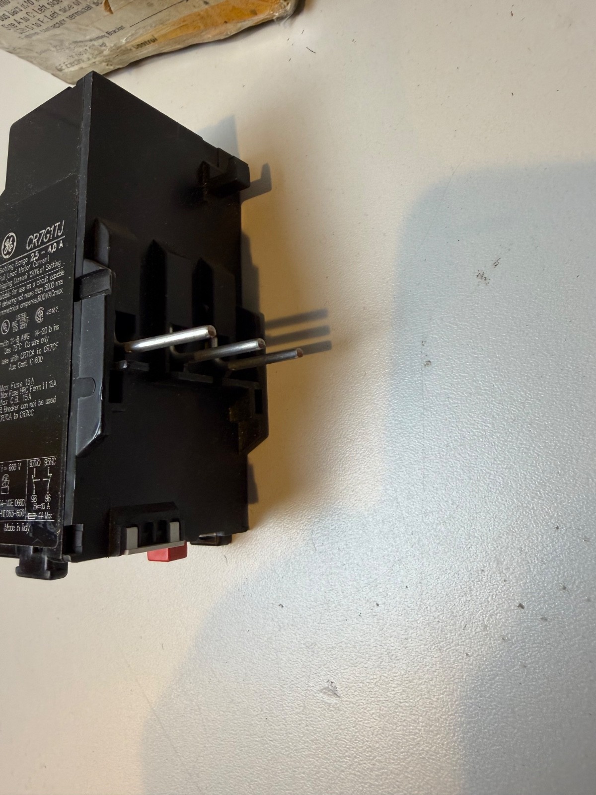 GE CR7G1TJ Spectra 700 Overload Relay Type: Manual/Stop Reset 2.5-4.0 Amps