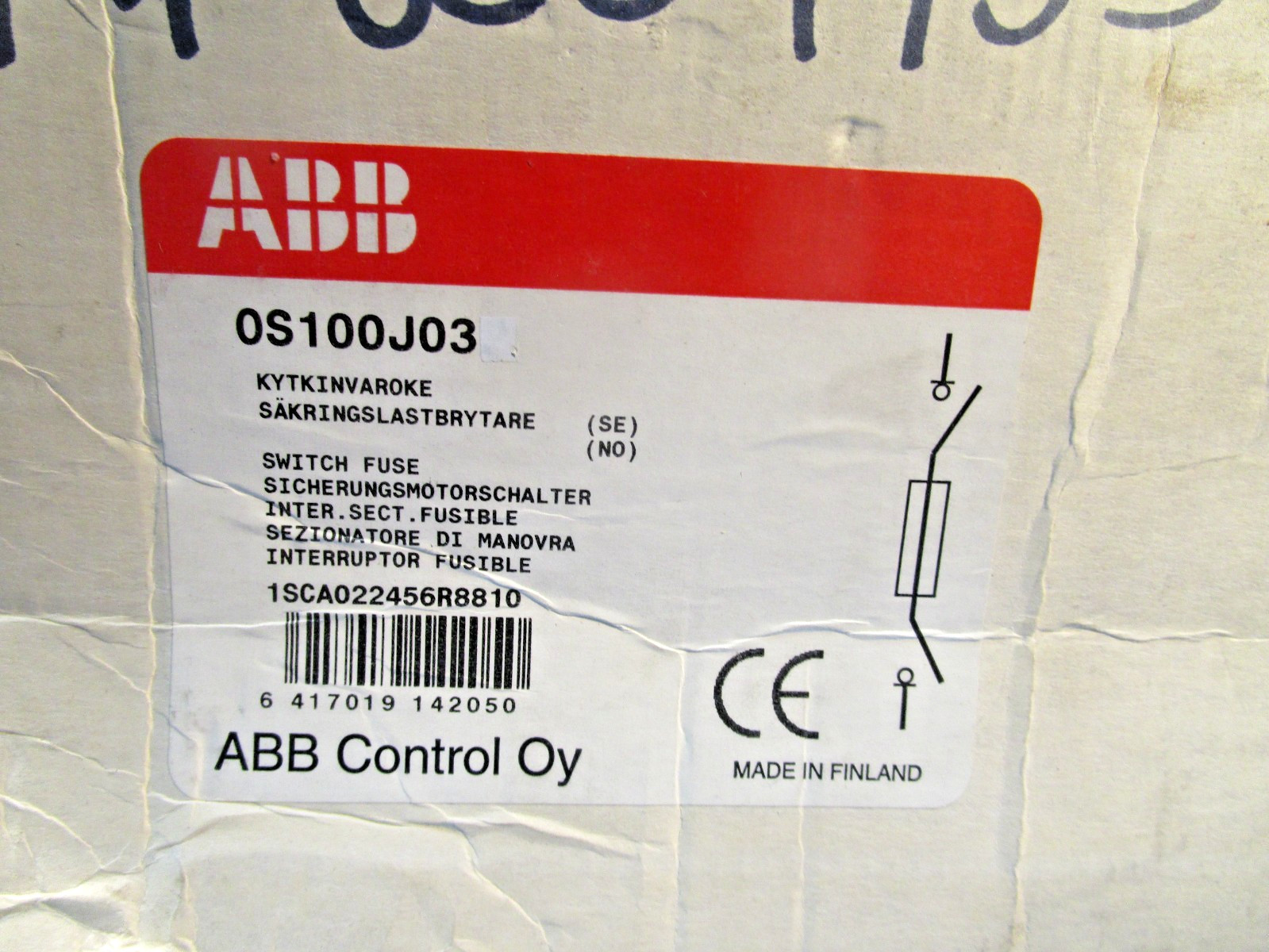 ABB OS100GJ03, Fusible Disconnect Switch, 100A, 3-pole, class J, front operated