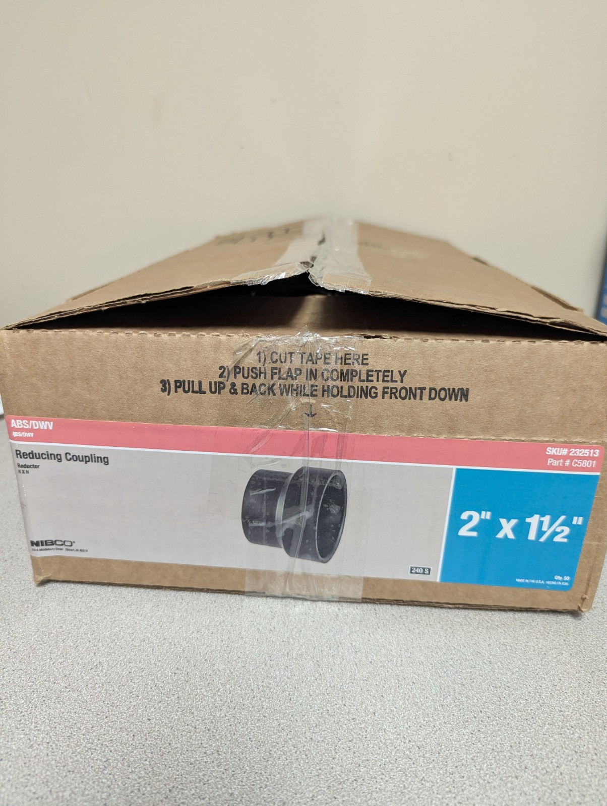 2 in. x 1-1/2 in. ABS DWV Hub x Hub Reducing Coupling Lot of 50