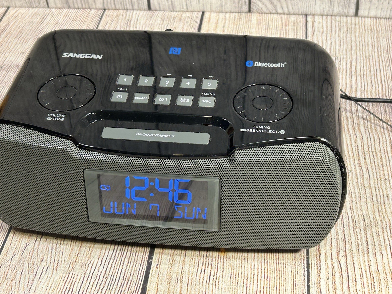 Sangean RCR-20 Bluetooth Alarm Clock Radio AM FM Dual Alarm Tested Works