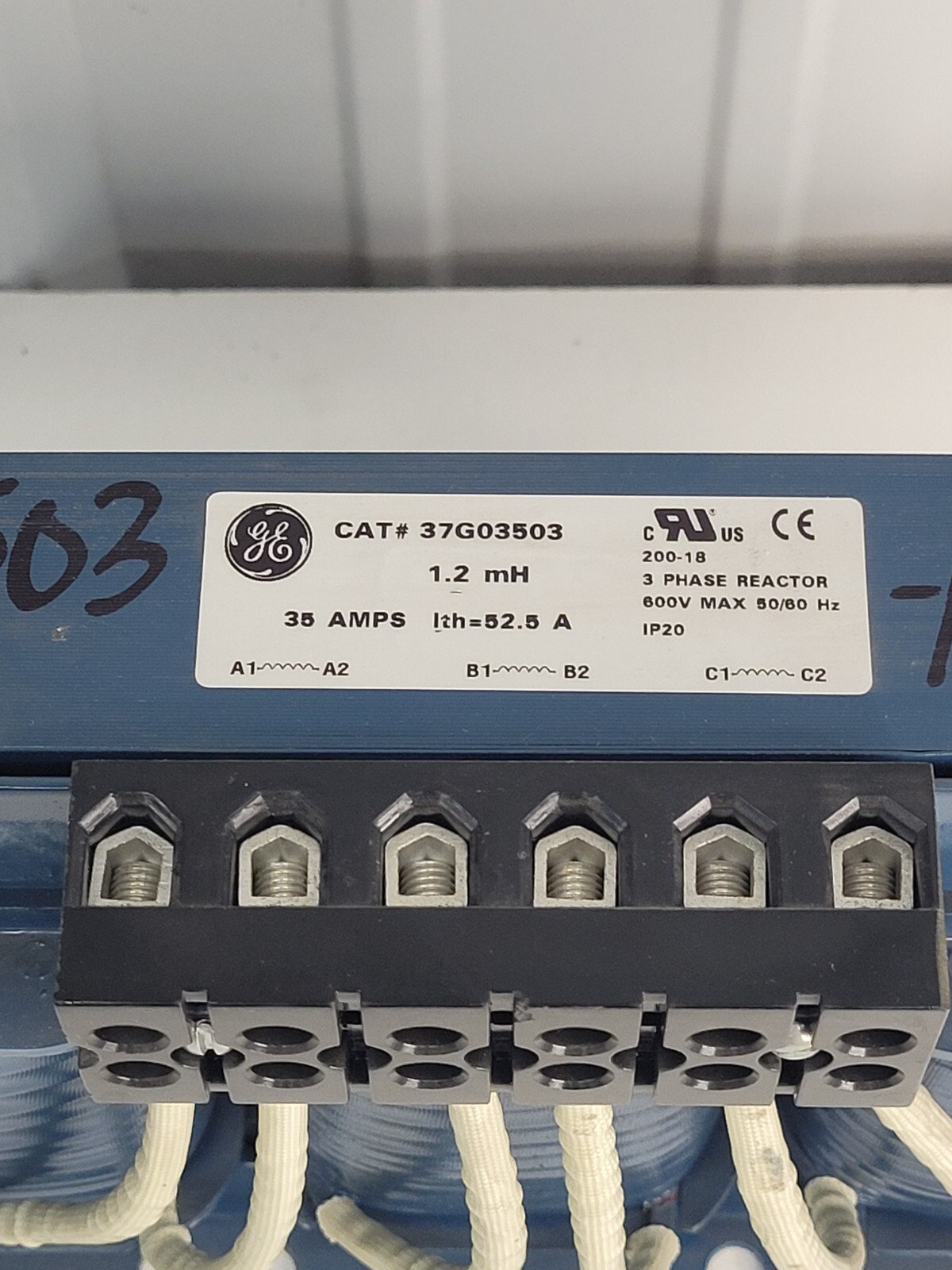 General Electric 37G03503 3 Phase Reactor 35 Amps 1.2mH 600 Volt 50/60Hz NOS l8