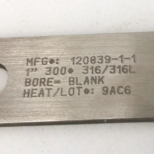 New BBP 120839-1-1 Orifice Plate Paddle 1″ 300# 316/316L Blank Bore – No Box