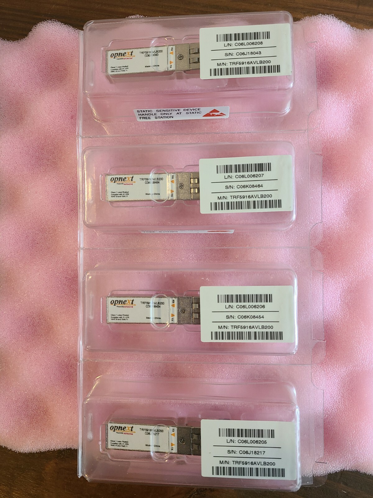 Lot of 4 Opnext TRF5916AVLB200 SFP Transceiver