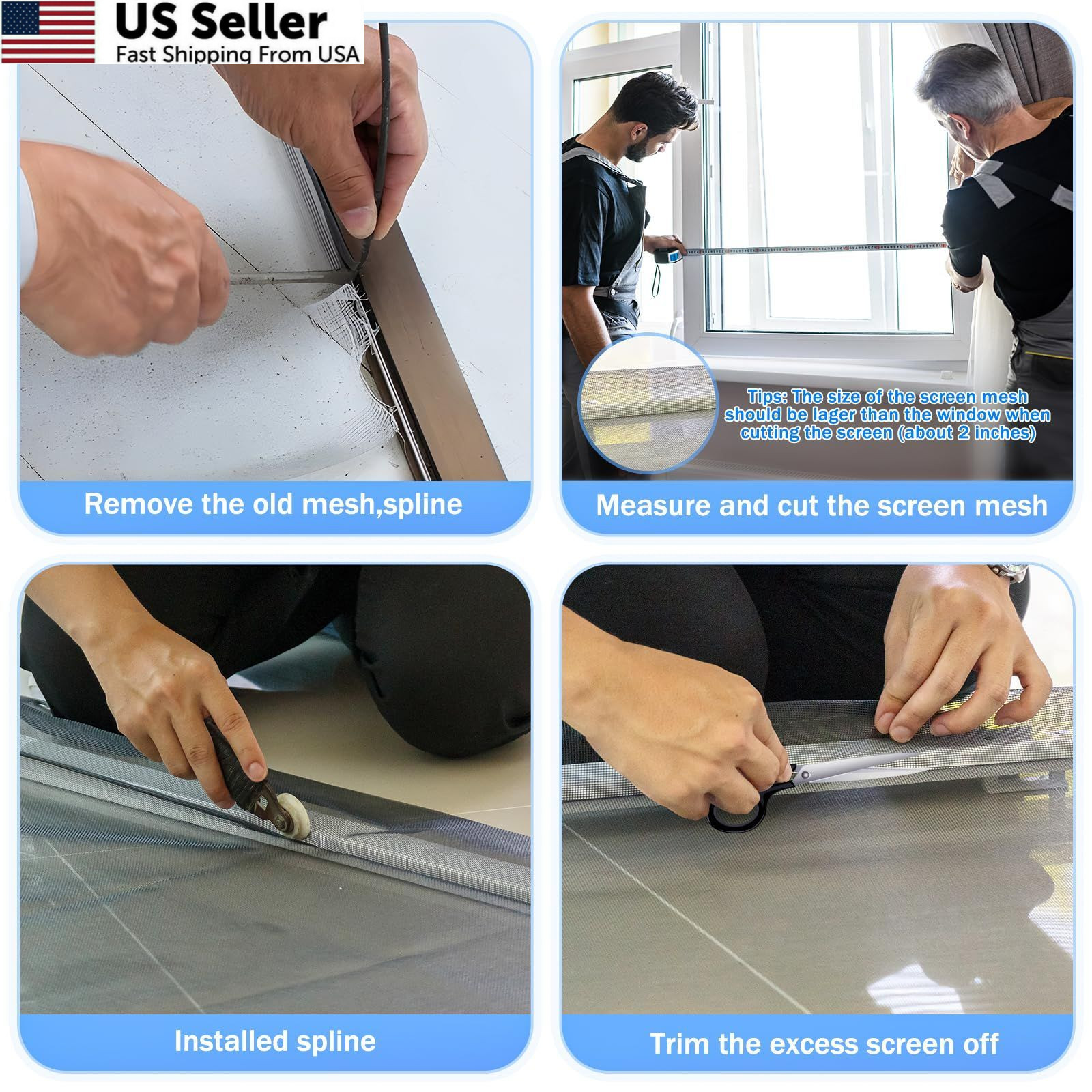 48″x102″ Fiberglass Window Screen Mesh Replacement for Doors Patio & Windows USA