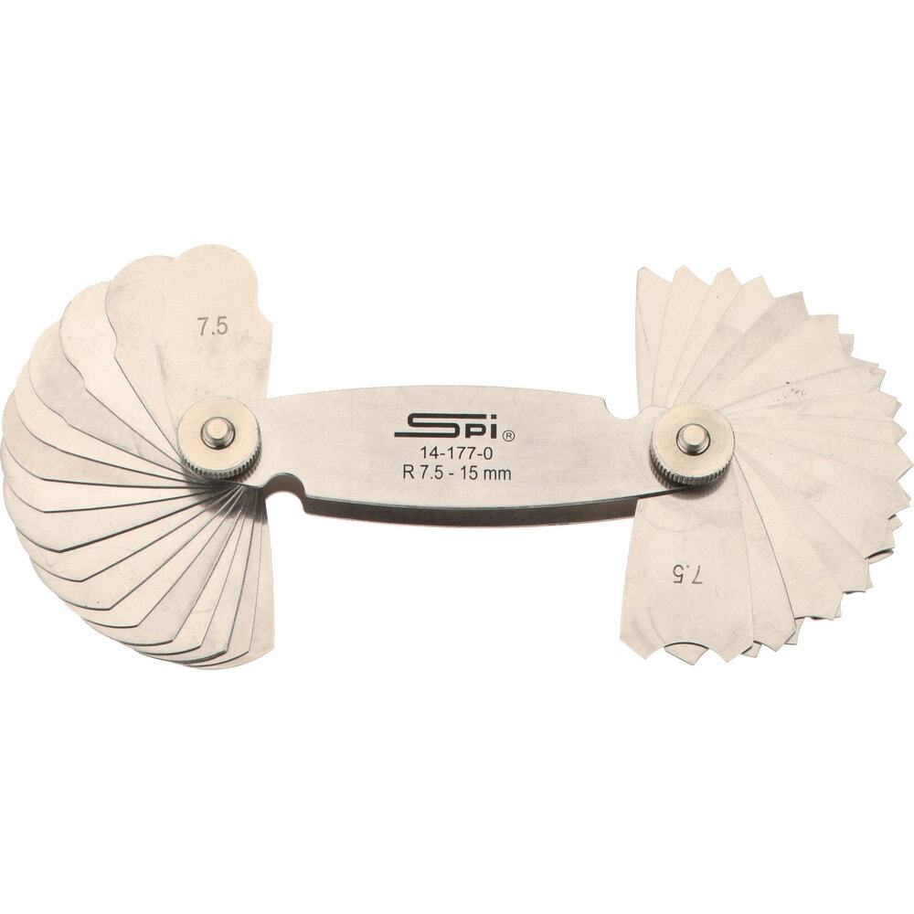 SPI 14-177-0 Metric Radius Gage Set: 32 Leaf, 0.5 mm Grad, 7.5 – 15 mm Range