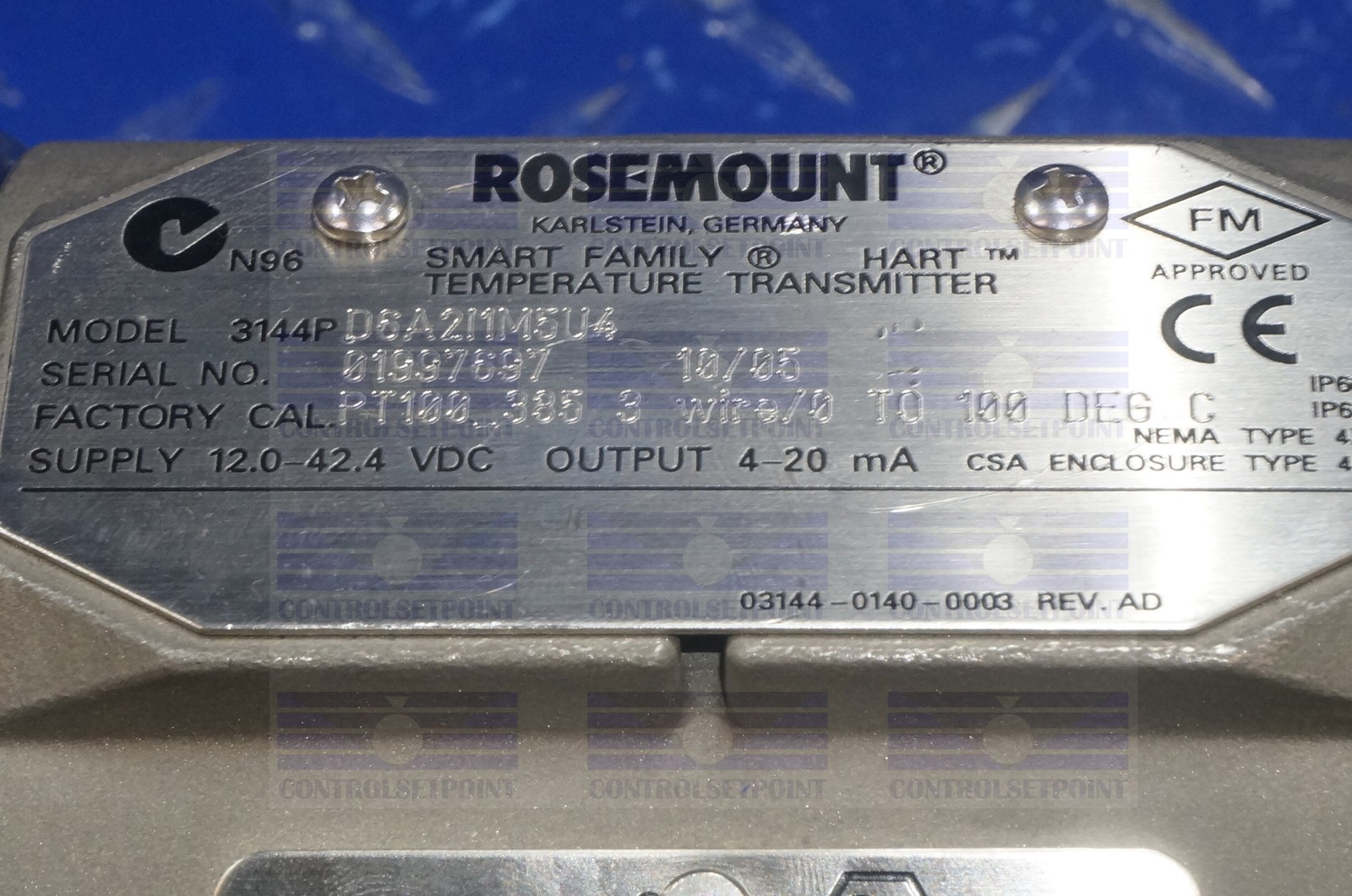 EMERSON ROSEMOUNT 3144PD6A2I1M5U4 TEMP TRANS 3144 PD6 ID97697