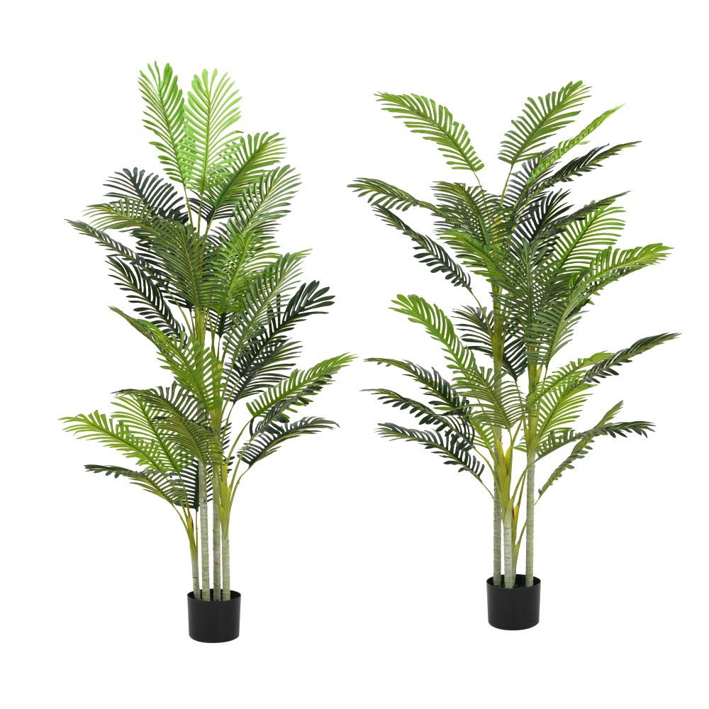 78.5″ Artificial Palm Tree with Black Plastic Pot, Set of 2
