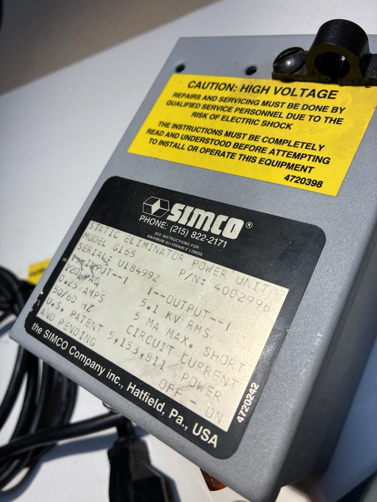 Simco Cobra anti static/neutralizing Blow Off Gun with original power supply