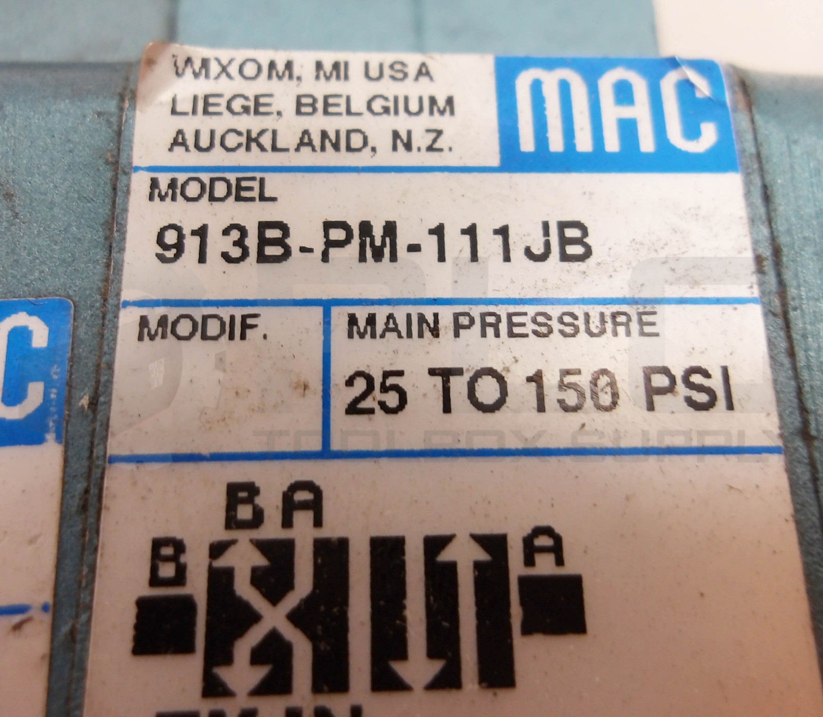 NEW MAC (2) PME-111JB VALVE W/ 913B-RA PNEUMATIC VALVE W/ (2) 913B-PM-111JB