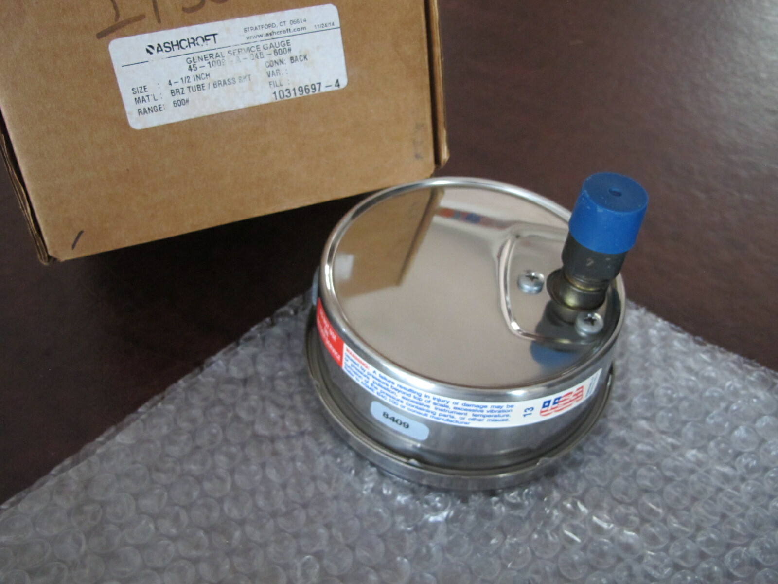 4-1/2″ Ashcroft 45-1009-A-04B-600 0-600# PSI General Service Pressure Gauge SS