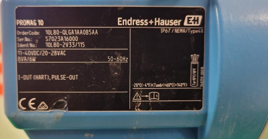 6️⃣ENDRESS HAUSER PROLINE PROMAG 10 FLOWMETER PESSCO IS OFFERING 1 W051426-1 🗽