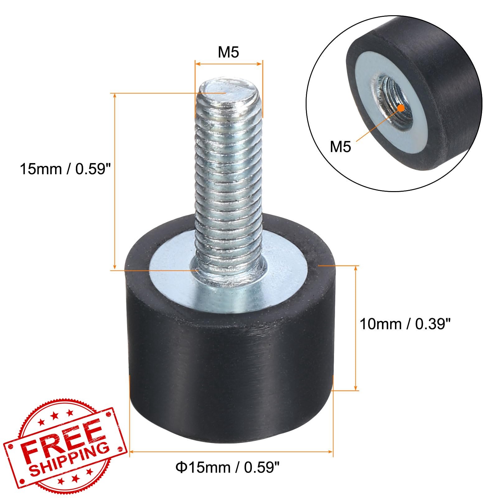 uxcell 6Pcs M5 Rubber Isolator Mounts Vibration Shock Absorbers
