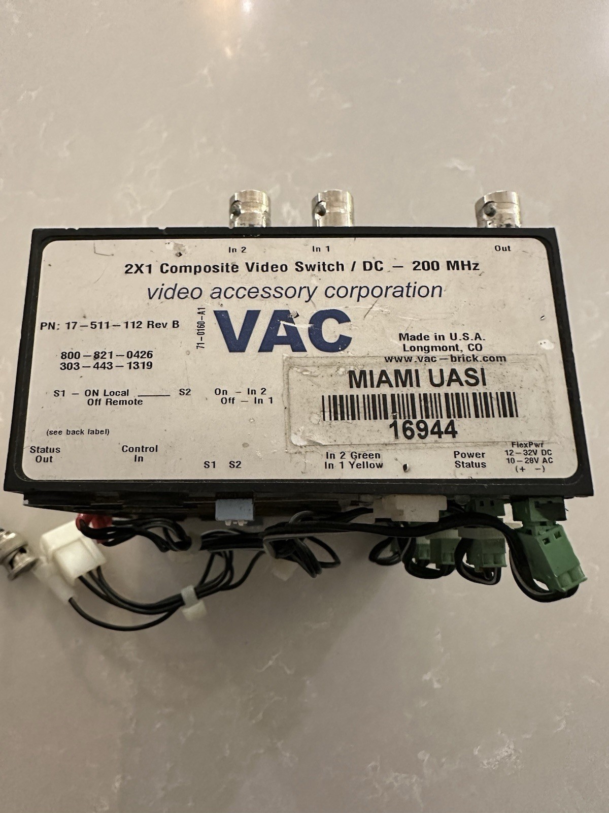 Lot of 5VAC 17-511-112 2×1 Composite Video Switches – Industrial Grade – UASI