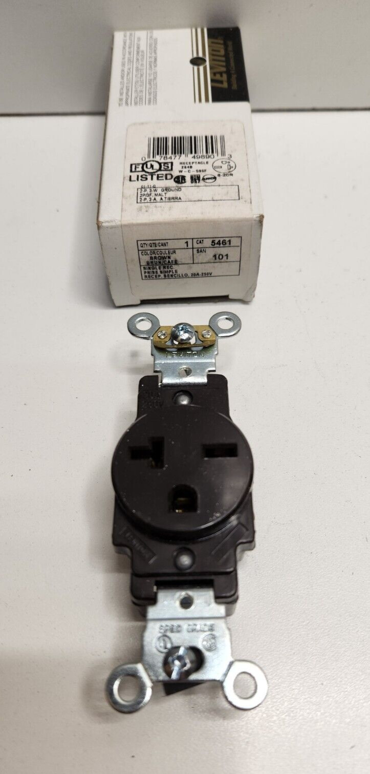 NEW OLD STOCK! LEVITON 20A 250V BROWN SINGLE RECEPTACLE 5461