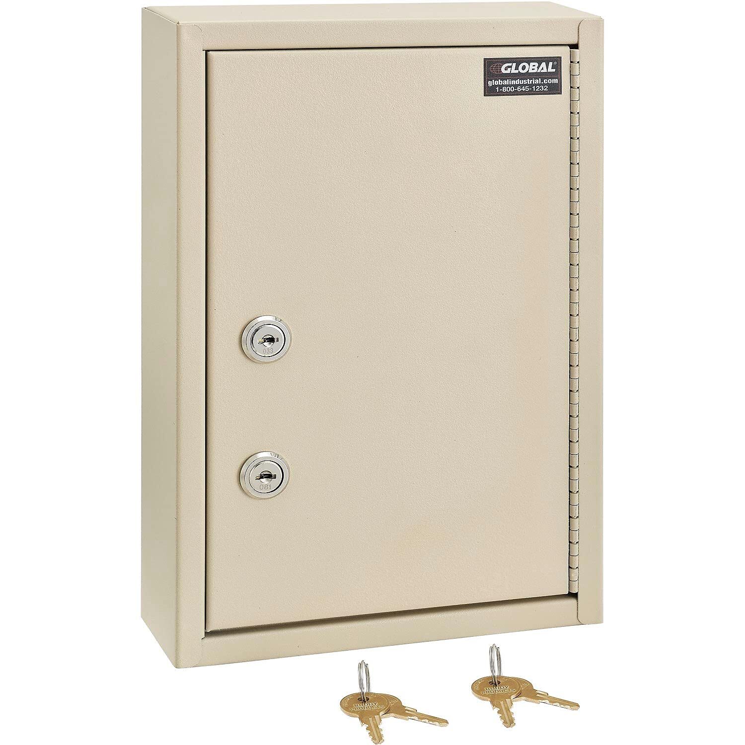 Global Industrial Medical Security Cabinet 8″W x 2-5/8″D x 12-1/8″H Dual Key