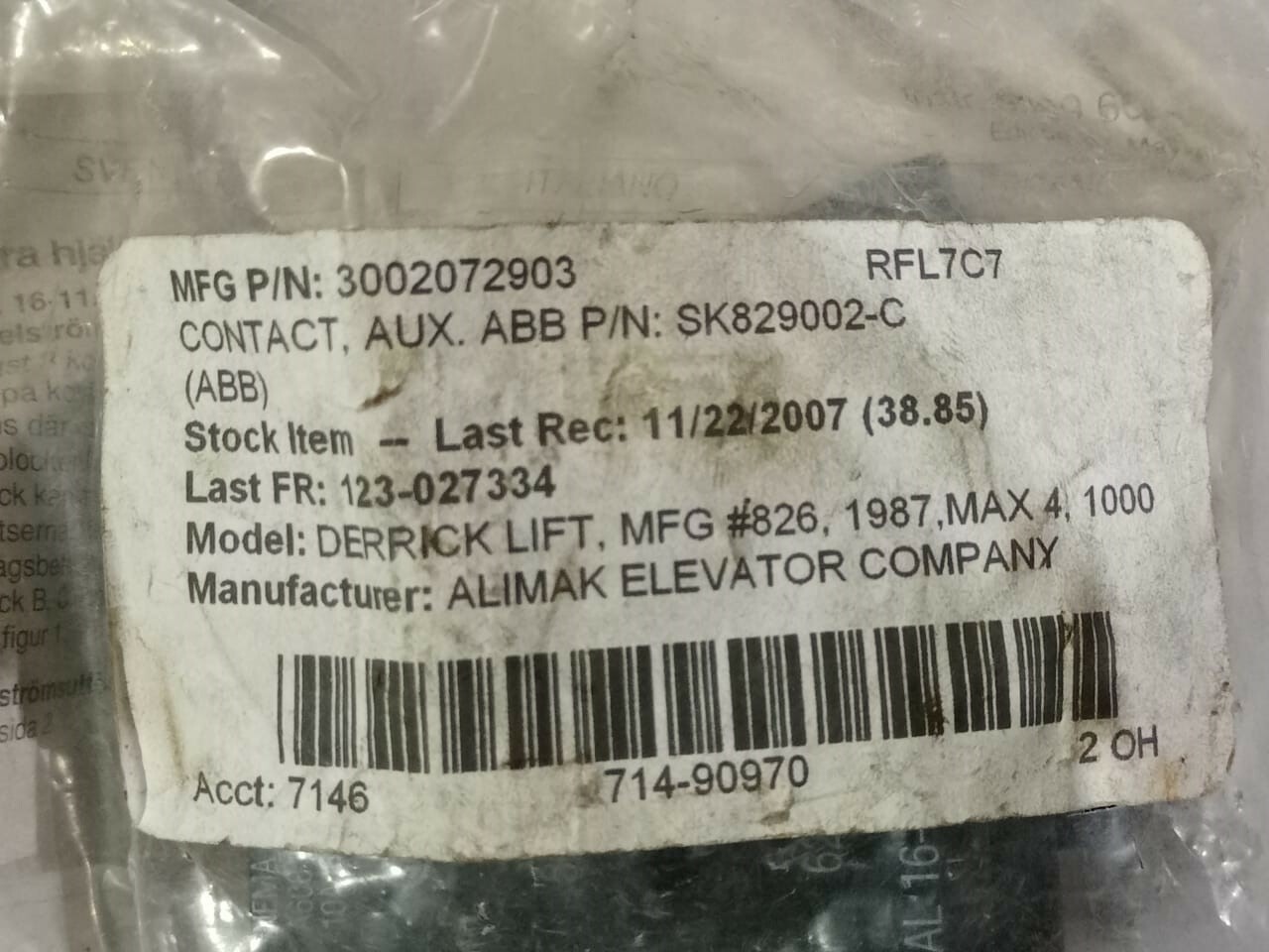 ABB SK829002-C Contact Nema A600 P600 Cal 16-11C – 2pc lot