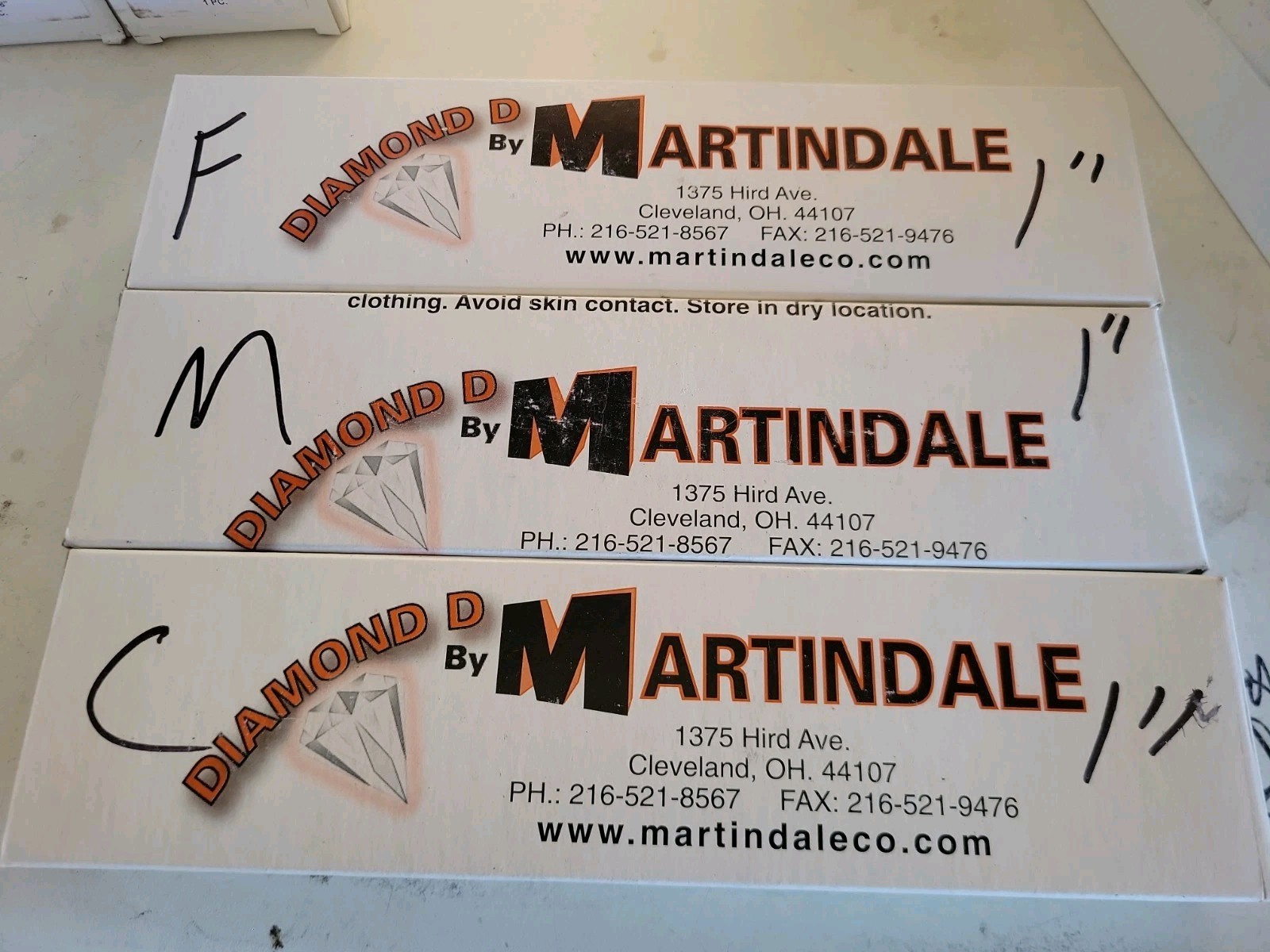 (3) MARTINDALE ELECTRIC COMMXLS847 ABRASIVE STONES 1x1x6.5″ Coarse Med Fine