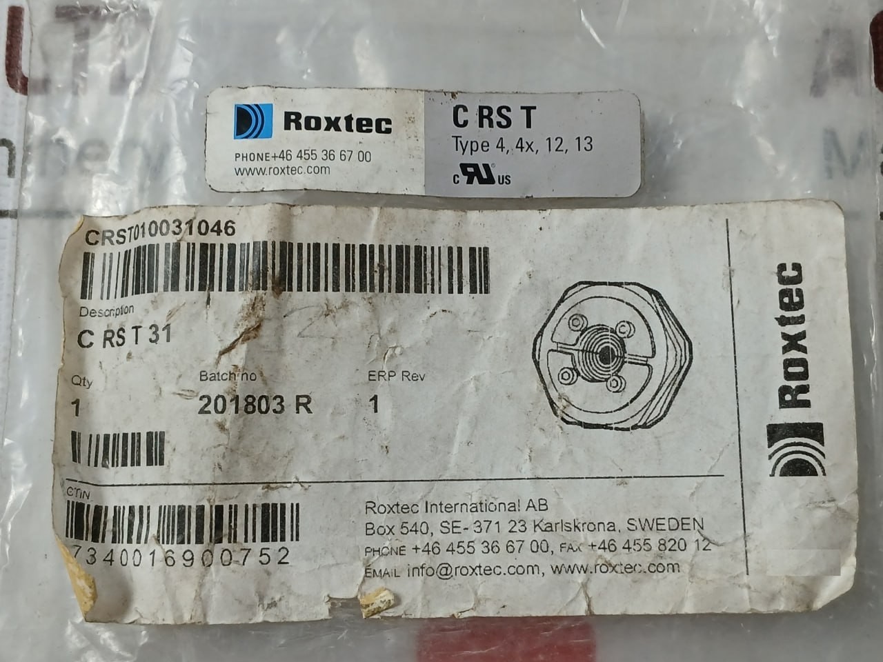 Roxtec C RS T 31 Cable Transit Seal 46MM ERP REV 1 Pipe Range (M) 0+4.0-17.0