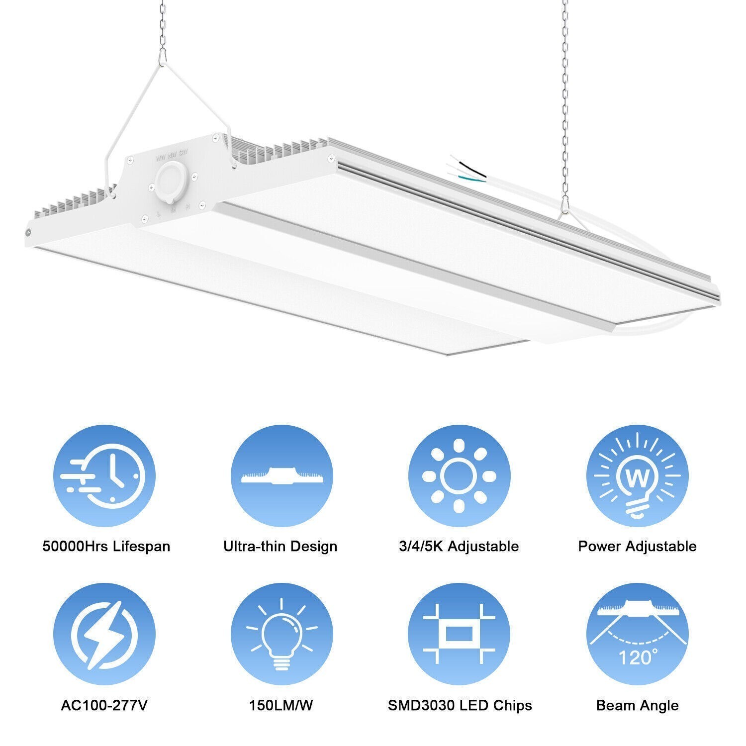 150W LED Linear High Bay Light Commercial Warehouse Light 22,500LM (4500K-5700K)
