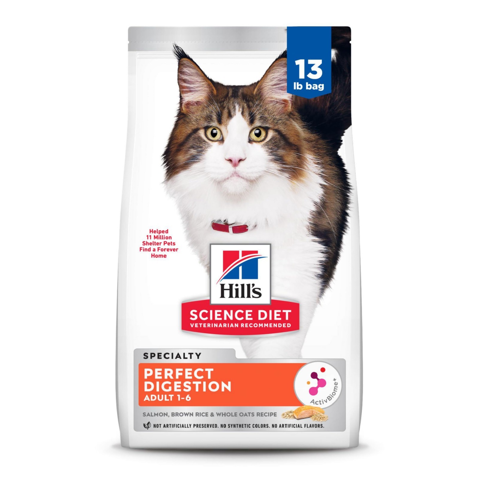 Hill’s Science Diet Perfect Digestion Adult Dry Cat Food, Salmon, 13 lb Bag