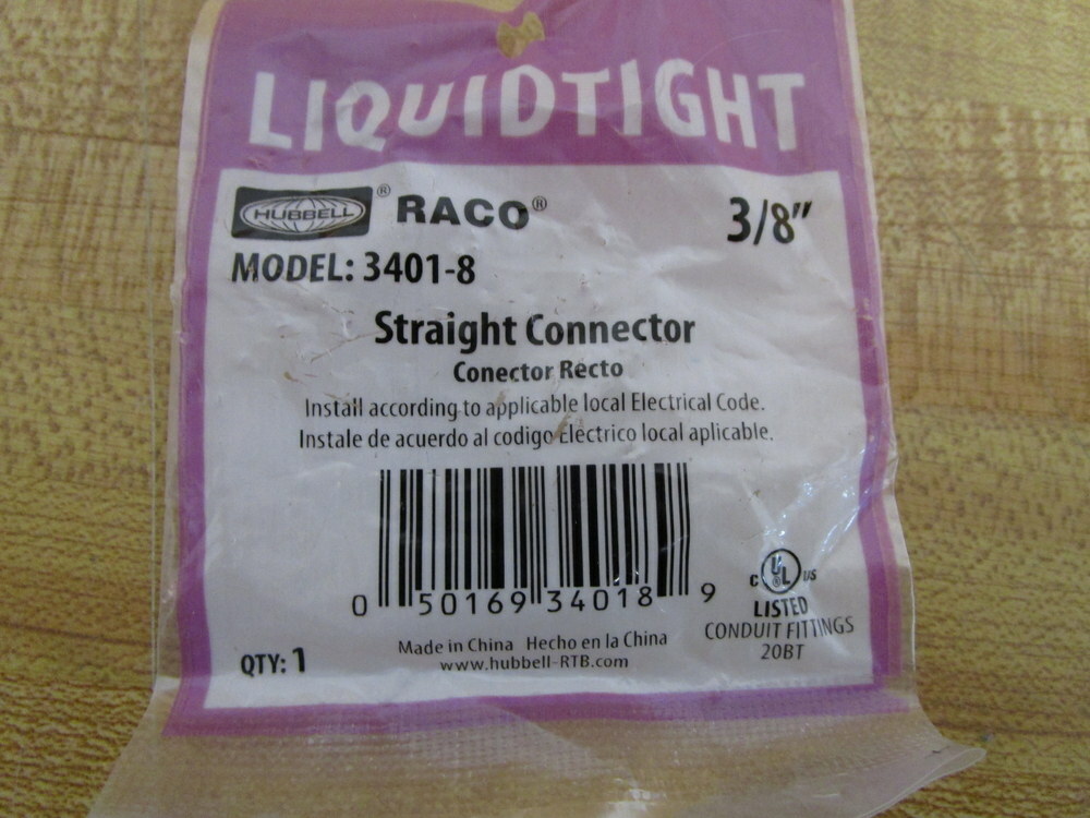 Raco Hubbell 3401-8 3/8″ Straight Connector 34018 (Pack of 10)