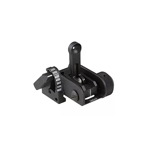 Mil-Spec / Military Grade Black Iron Rear Back-Up Flip Up Sight BUIS 200-600M