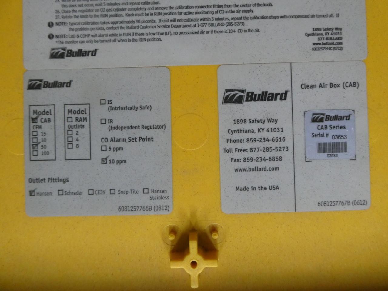 Bullard CAB50 Clean Air Box Cab 50cfm