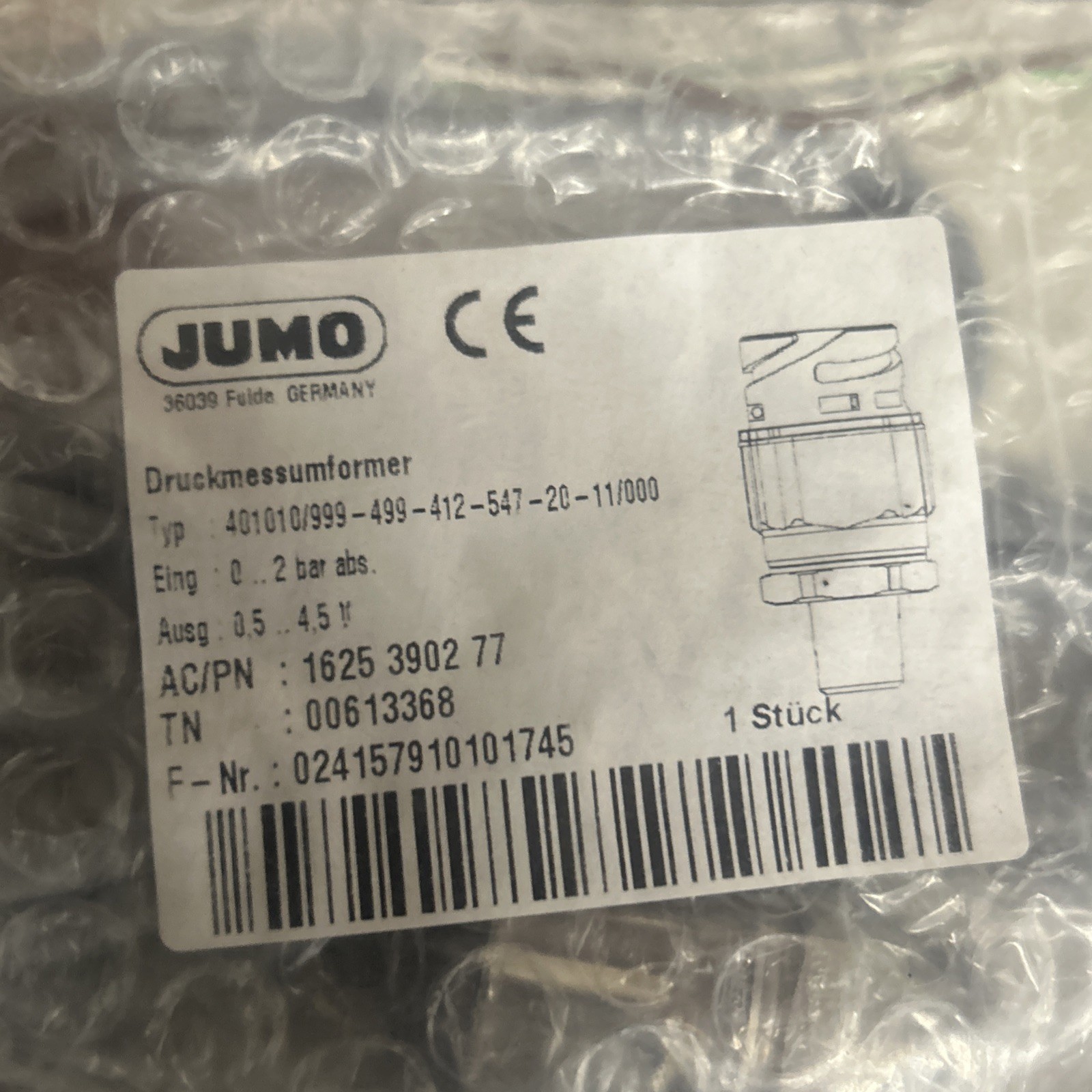 Atlas Copco 1625390277 PRESSURE SENSOR COMPRESSOR REPLACEMENT OEM German Made