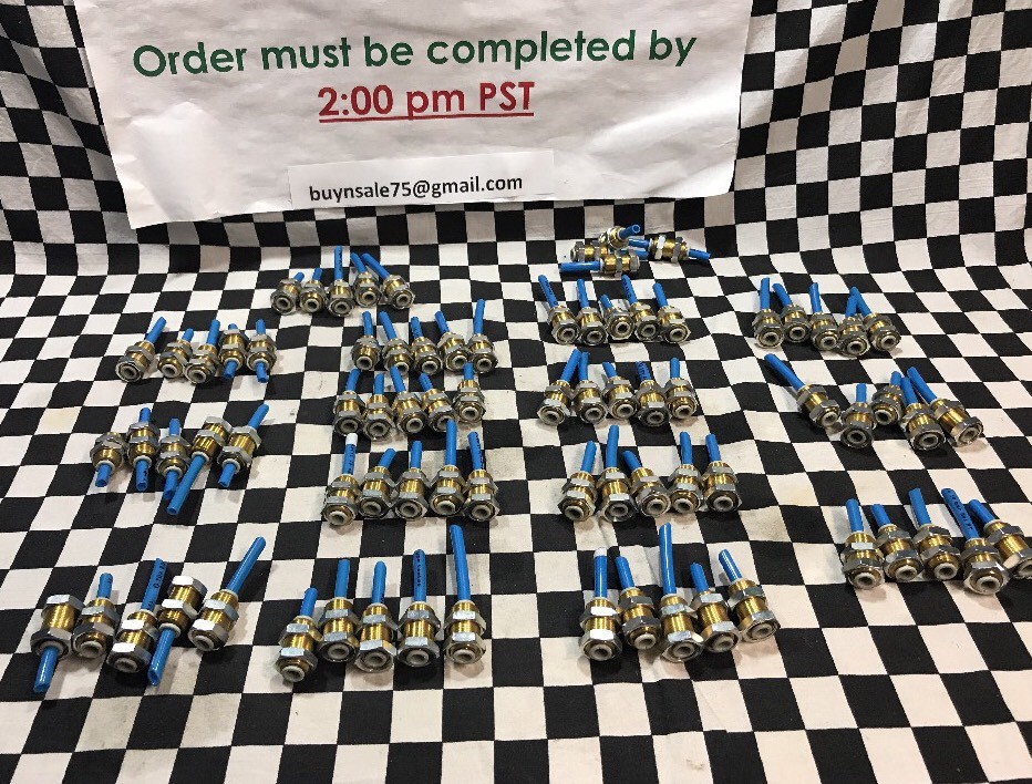 LOT OF 79, SMC BULKHEAD UNION 1/4″, BRASS, SHIPSAMEDAY #123A