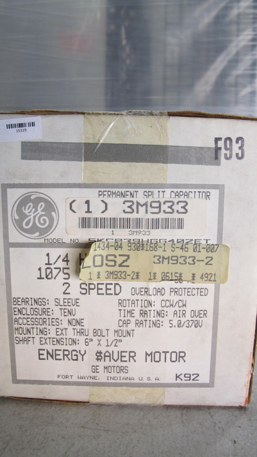 NEW GE 3M933 5KCP39HGG402ET 1/4HP 208-230V 1.6A 1075RPM 2 Speed