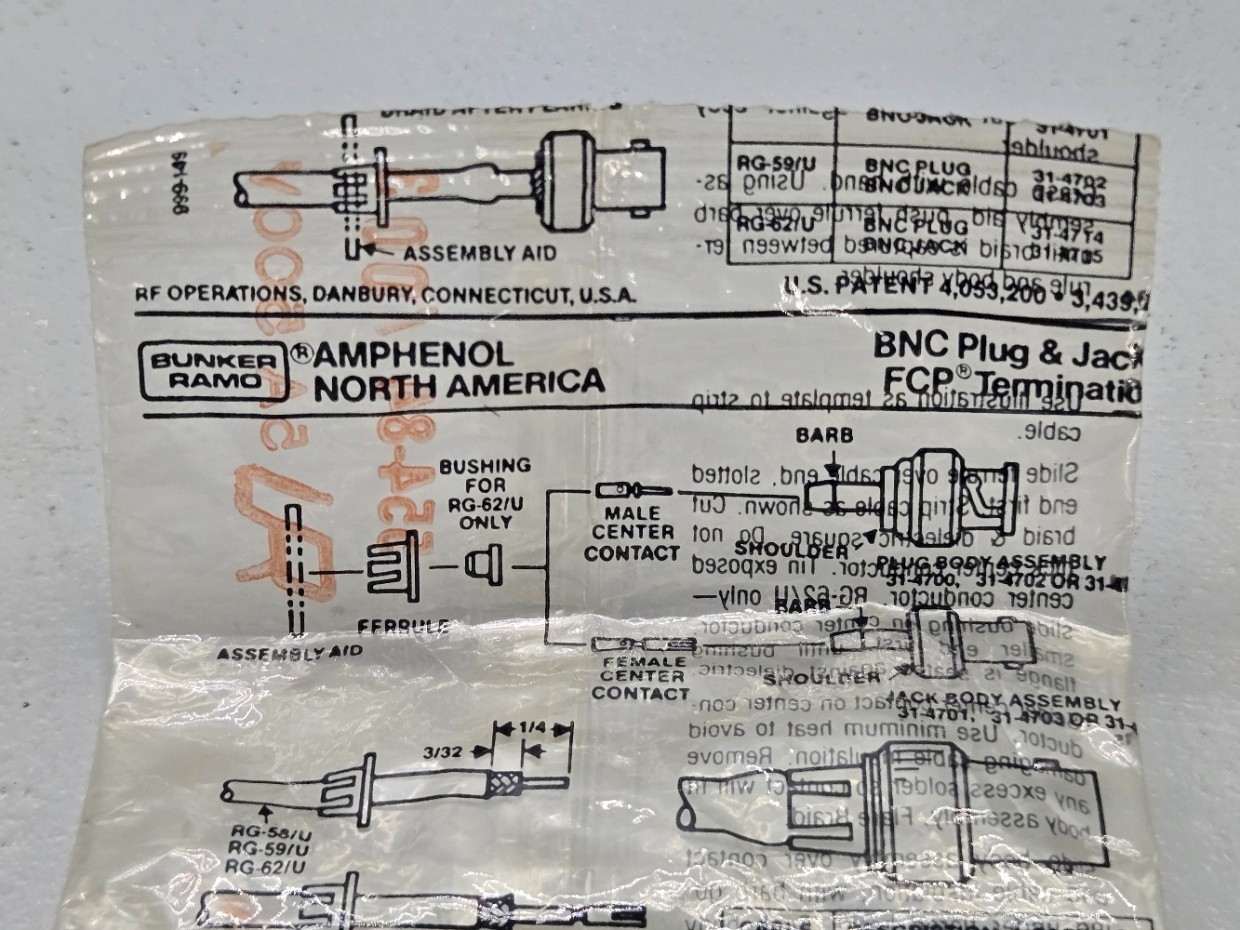 Amphenol BNC Plug And Jack FCP Termination 554-84/003