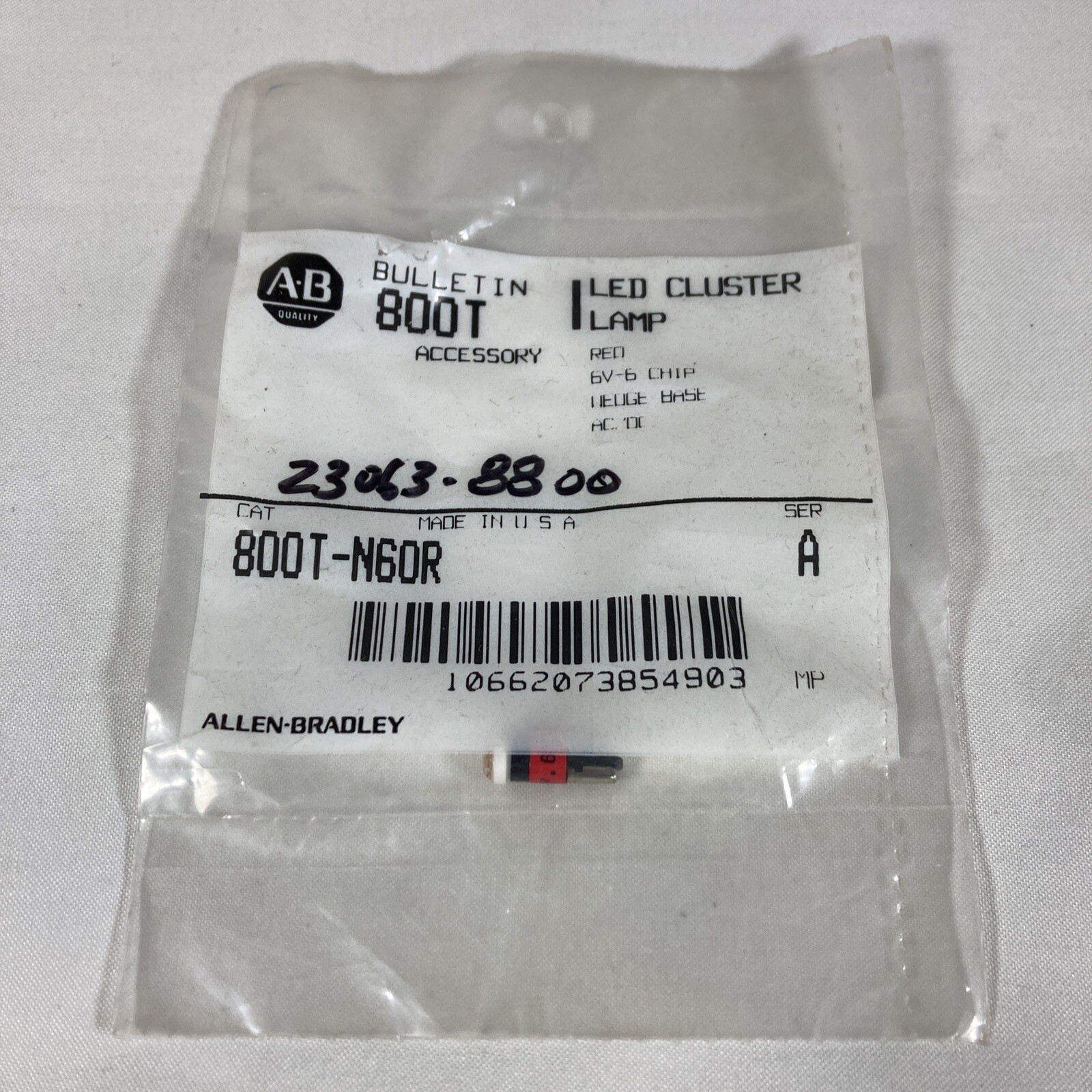 Allen-Bradley 800T-N60R Red LED Cluster Lamp Series A – New