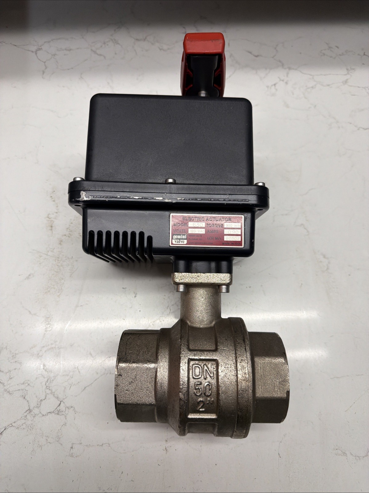 (BRAND NEW) GEMINI VALVE 630 ELECTRIC ACTUATOR W/ 2” DN50 BALL VALVE