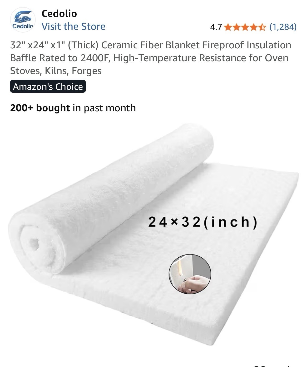 Ceramic Fiber Blanket 2400F 8# High Temp Thermal Insulation 1″x24″x32″