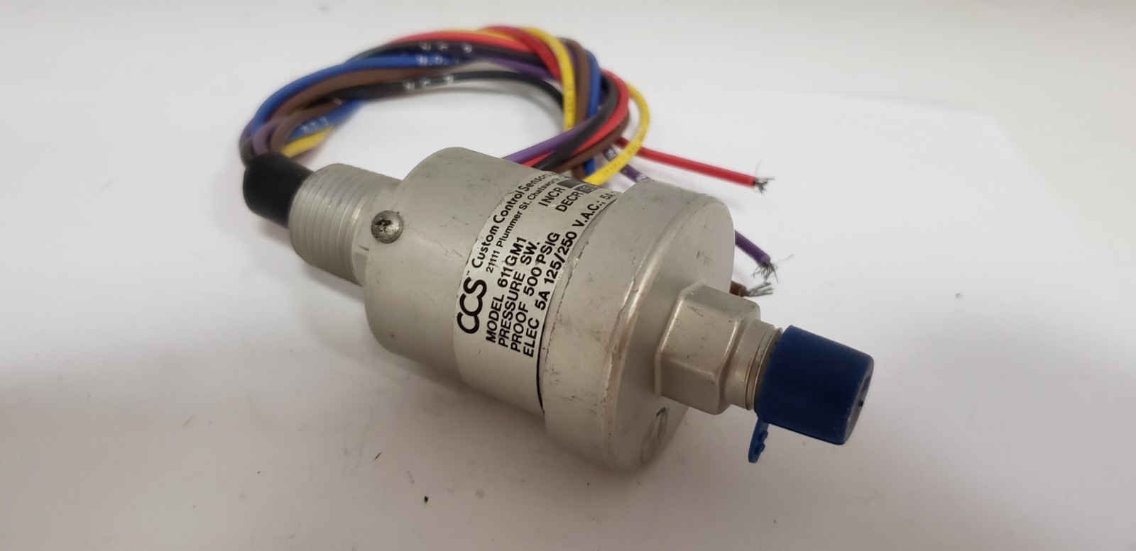 CUSTOM CONTROL SENSORS, INC. 611GM1 PRESSURE SWITCH, 500PSIG, 5A, 125/250VAC NNB