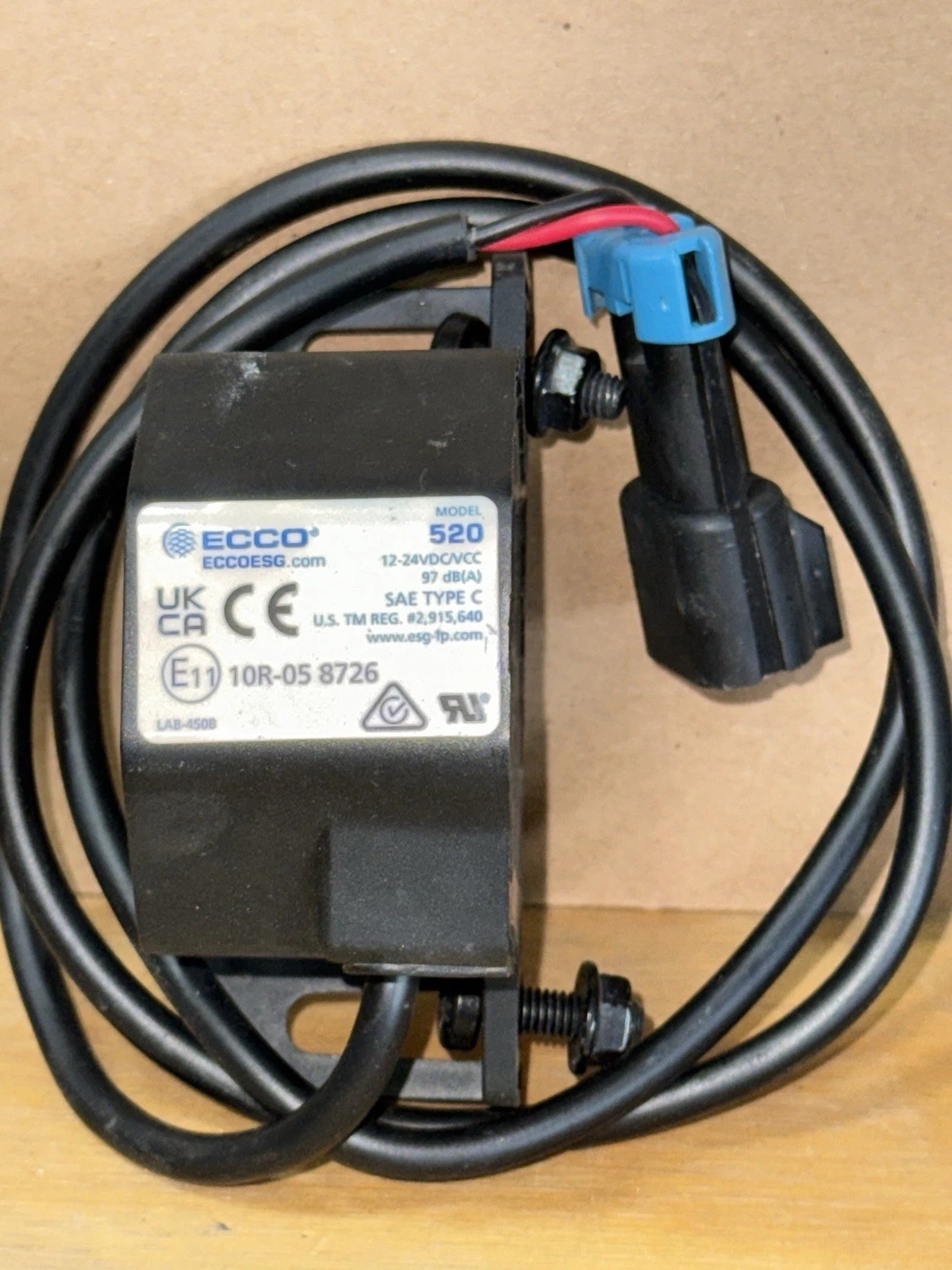 Ecco 500 Series Back-Up Alarm Model 520 12-24V Black Alarm System 97dB NOB