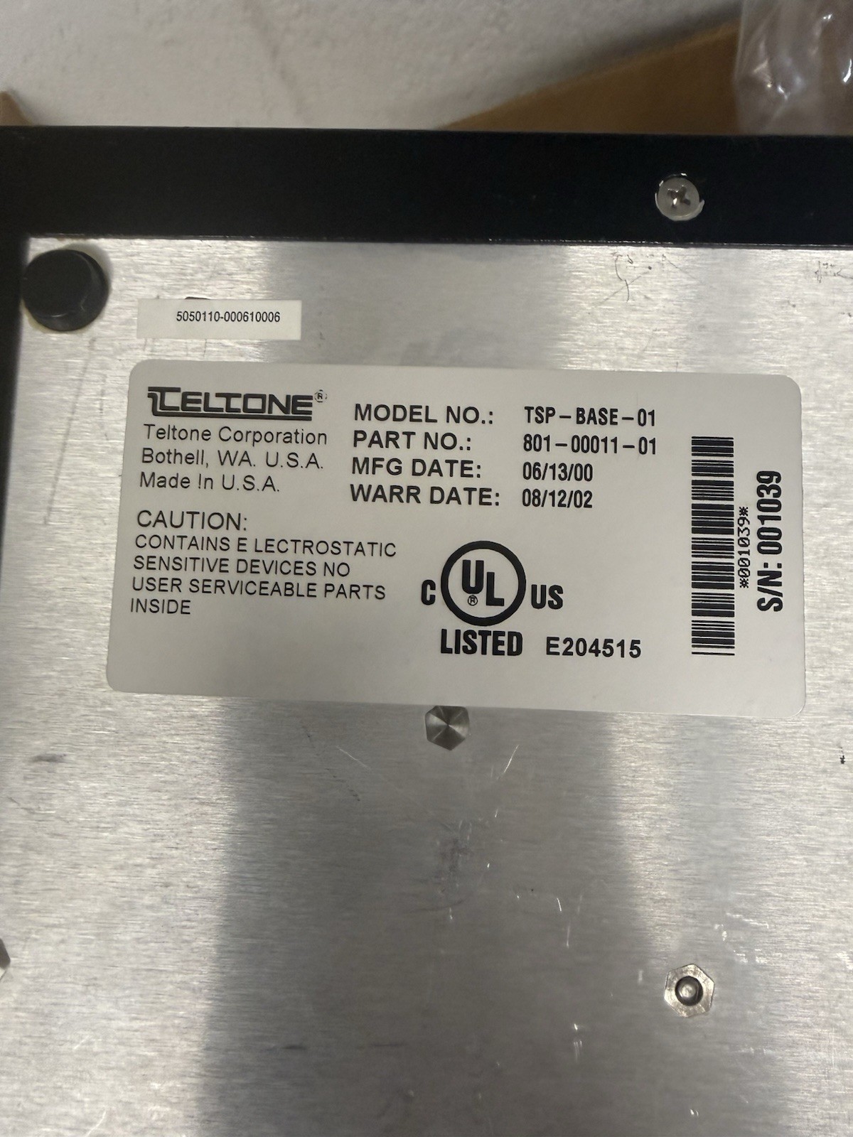 TELTONE TSP BASE-01 PN 801-00011-01