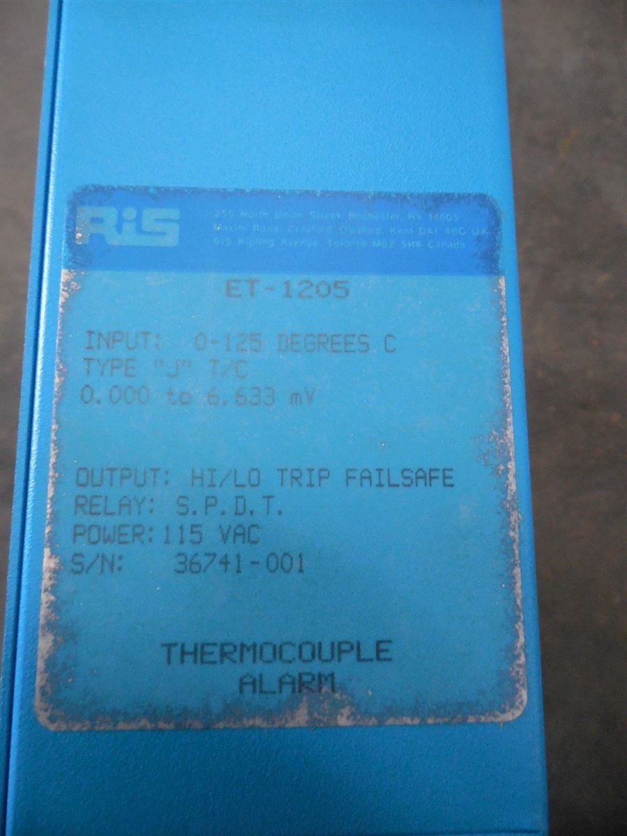USED RiS ET-1205 Thermocouple Alarm Module Type J