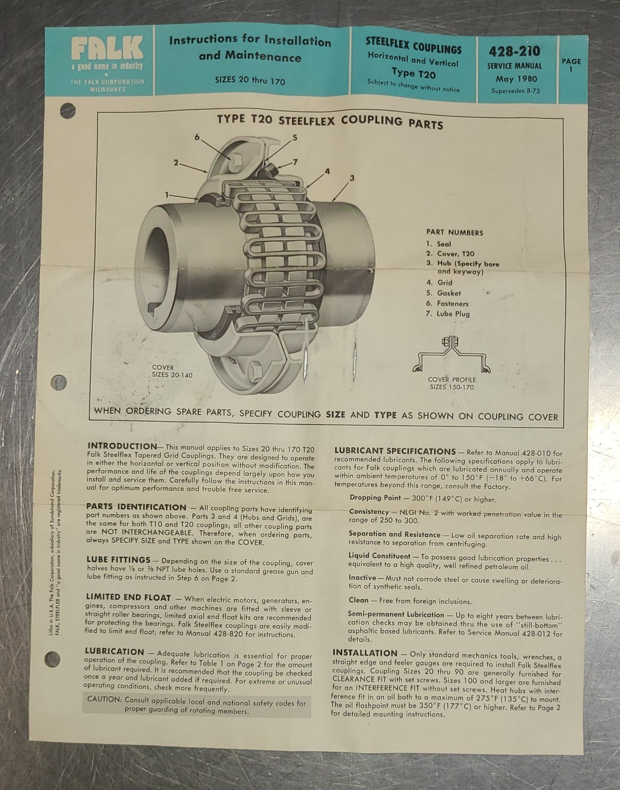 Falk 40T20 Steelflex Grid Coupling Cover & Grid Assembly