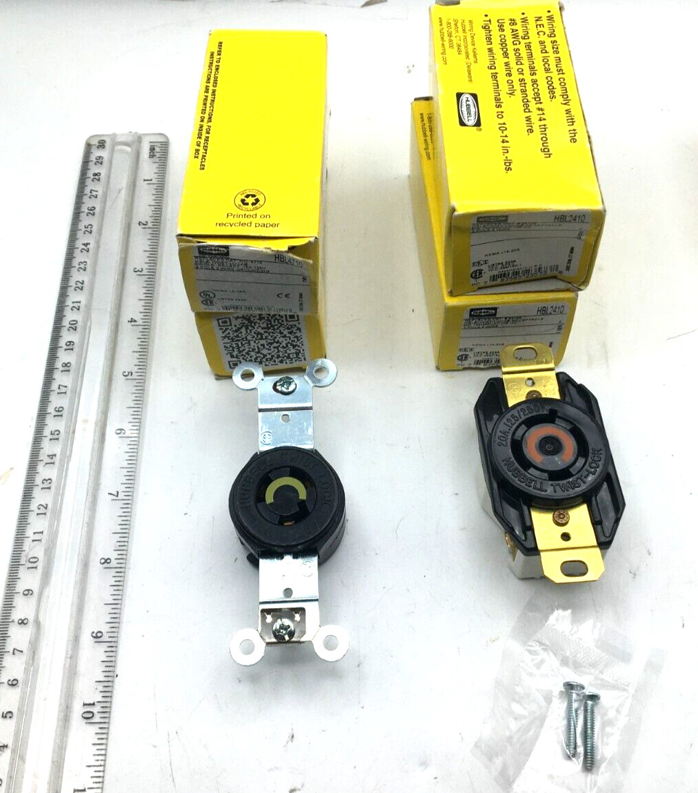 Hubbell Lot of 4 Twist Lock Receptacle HBL2410, 4710, New