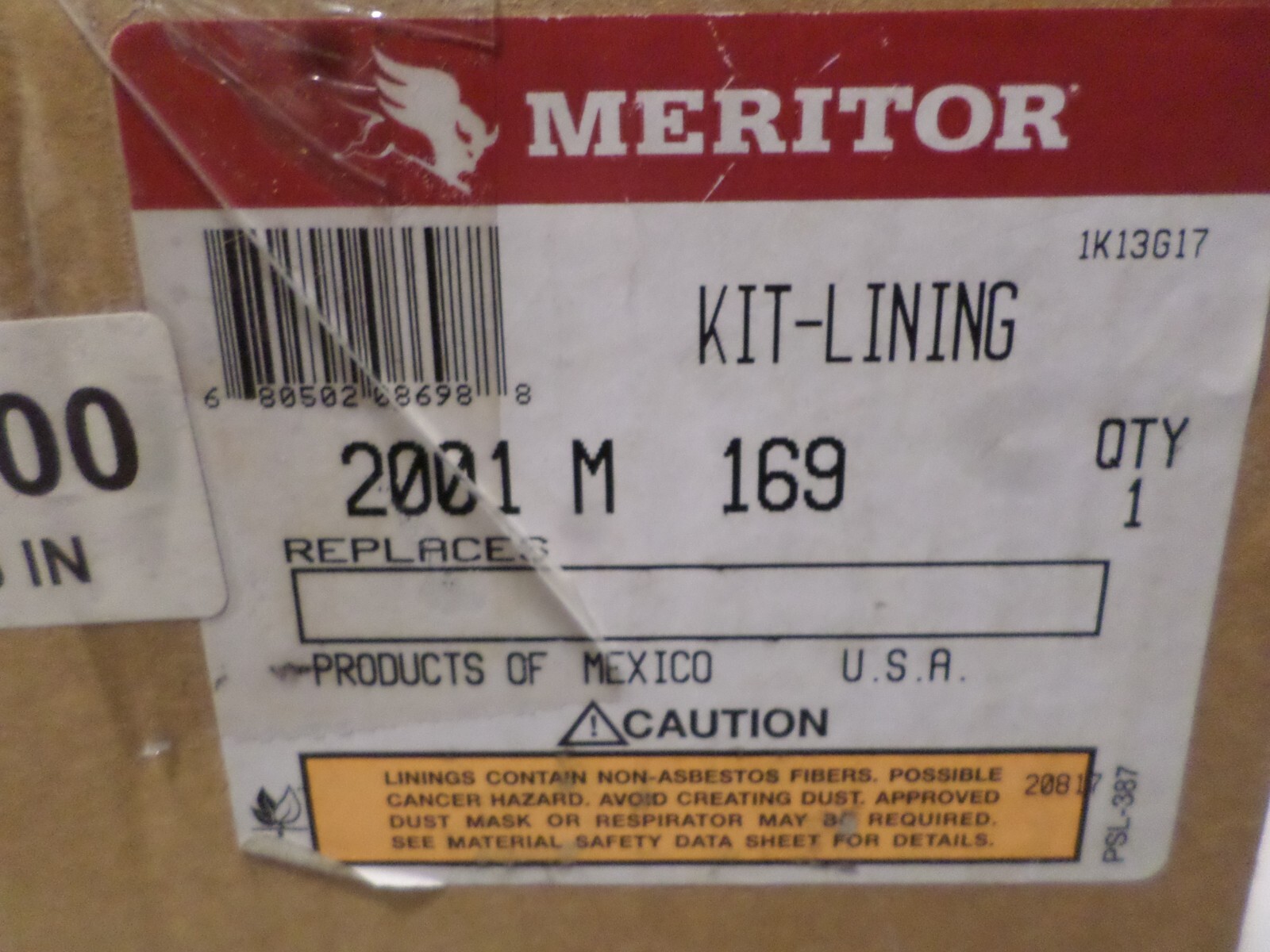 Meritor Brake Lining Kit 2001 M 169 82-23861-000 (8 Pieces)