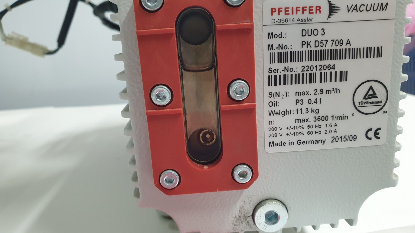 Pfeiffer Vacuum DUO 3 Rotary Vane Pump P/N PK D57 709 A