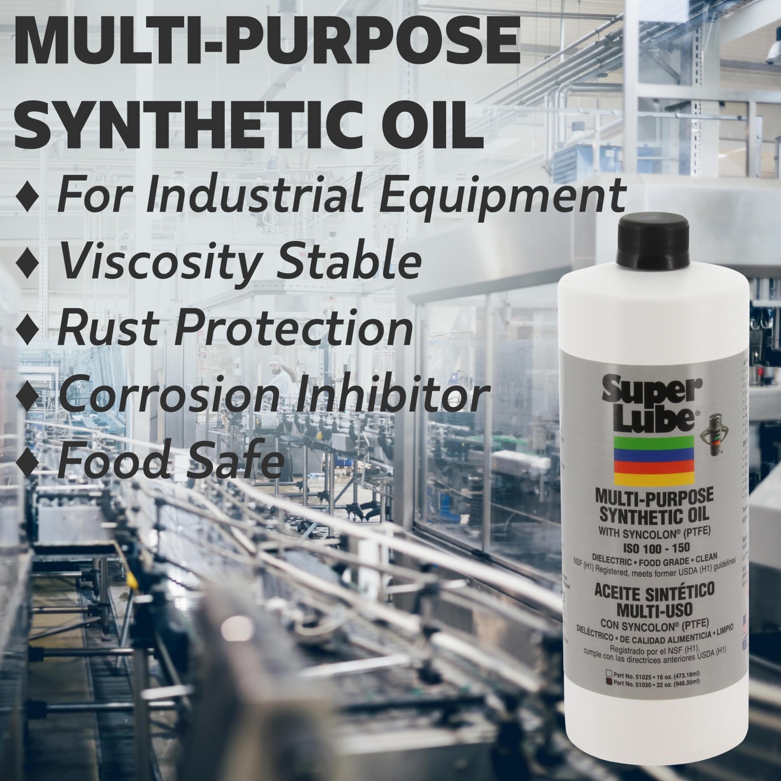 Super Lube 51004 Synthetic Oil High Viscosity 4 oz Bottle Translucent White P…